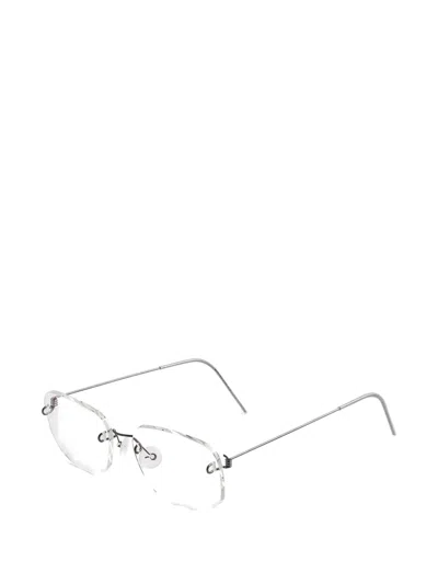 Lindberg 무테 직사각 프레임 안경 In White