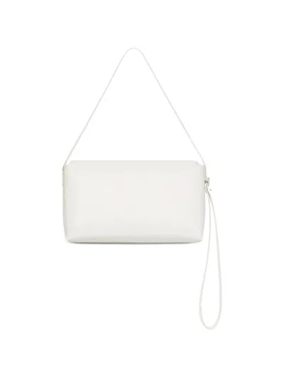 Courrèges 로고 장식 레더 숄더 백 In White