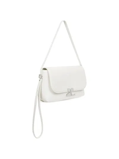Courrèges 로고 장식 레더 숄더 백 In White