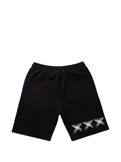 Exit Society Monogram X Logo-print Drawstring Shorts In Black