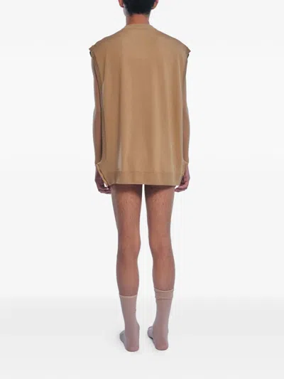Rot 맨틀 버튼 사이드 베스트 In Brown