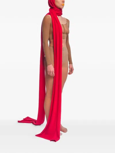 Rot 드라마 후드 스카프 In Red
