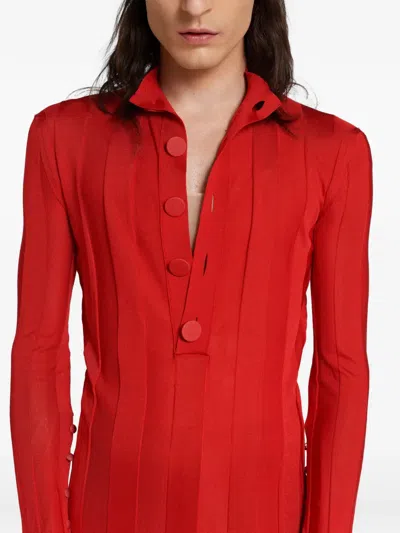 Rot 골지 실크 스웨터 In Red