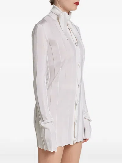 Rot 골지 타이 칼라 셔츠 In White