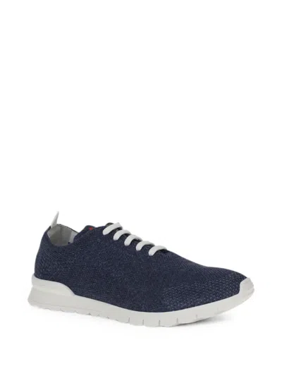 Kiton Fits Lace Up Sneakers Mesh Pull Tab In Blue