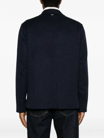 Herno Chest Flap-pocket Button-up Jacket In Blue