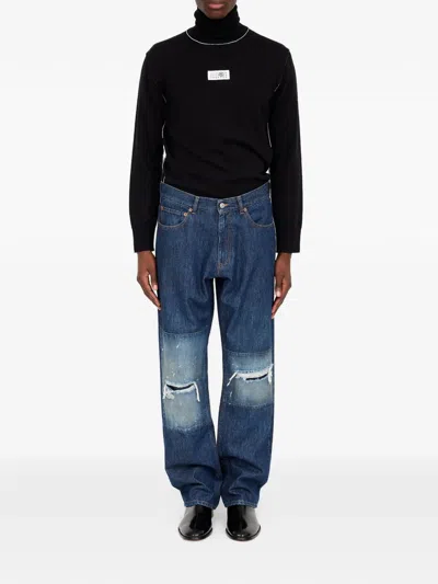 Mm6 Maison Margiela Patchwork Insert Jeans In Blue