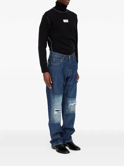Mm6 Maison Margiela Patchwork Insert Jeans In Blue