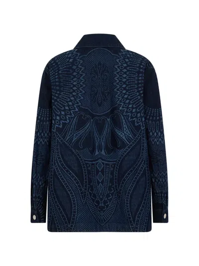 Alberta Ferretti Jacquard-pattern Denim Jacket In Blue