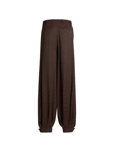 Etro Jacquard-pattern Cuffed Trousers In Brown