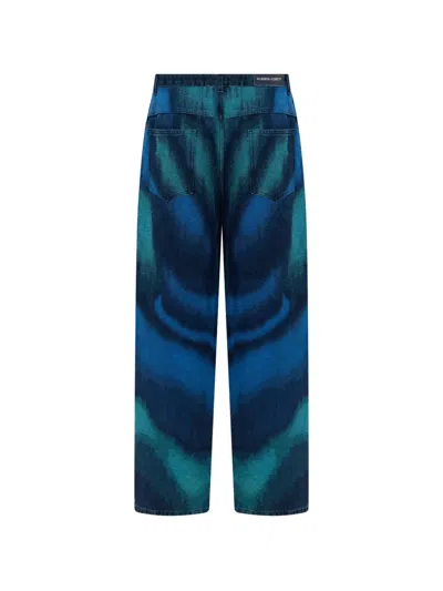 Alberta Ferretti Wavy-pattern Jeans In Blue