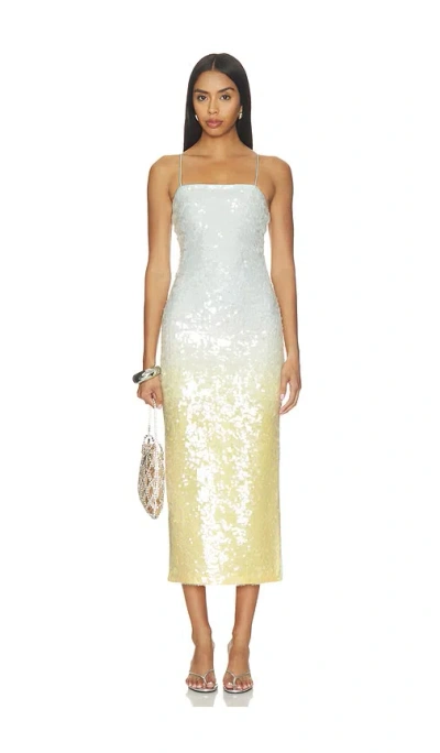 Alice And Olivia Delora Sequin Strapless Midi Dress Clear Skies In Blue
