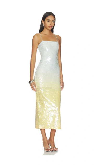 Alice And Olivia Delora Sequin Strapless Midi Dress Clear Skies In Blue