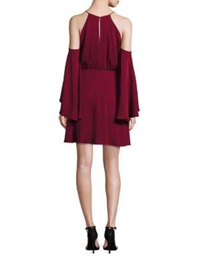 Shop Milly Melody Cold-shoulder Silk Dress In Bordeaux
