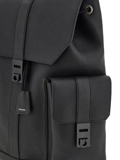 Ferragamo Leather Backpack In Black