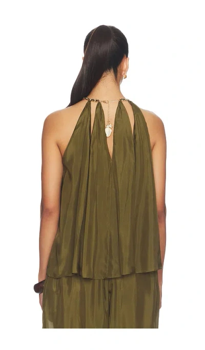 Zimmermann Womens Olive Mahon Chain Neck Silk Blouse Xl In Green