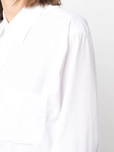 Maison Margiela Relaxed Fit White Shirt With Pointed Collar And Curved Hem In White