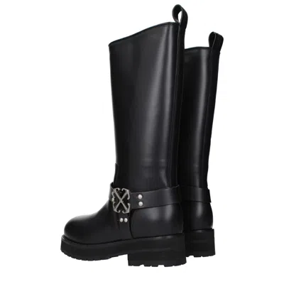 Off-white Woman Boot Black Size 8 Leather In Black