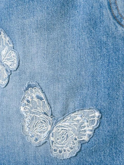 Shop Valentino Butterfly Appliqué Denim Skirt