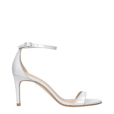 Stuart Weitzman White Leather Stiletto Heels Sandals In Multi