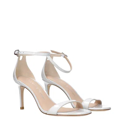 Stuart Weitzman White Leather Stiletto Heels Sandals In Multi