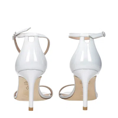 Stuart Weitzman White Leather Stiletto Heels Sandals In Multi