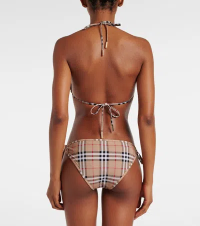Burberry Checked Triangle Bikini In Neutral