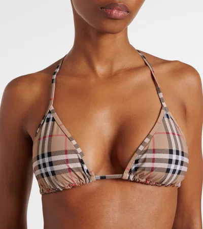 Burberry Checked Triangle Bikini In Neutral