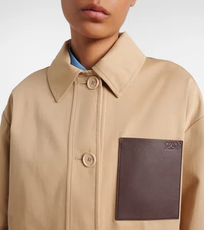 Loewe Leather-patch Drawstring Jacket In Neutral