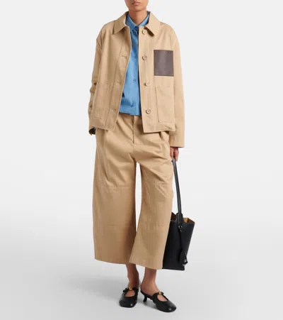 Loewe Leather-patch Drawstring Jacket In Neutral
