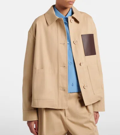 Loewe Leather-patch Drawstring Jacket In Neutral
