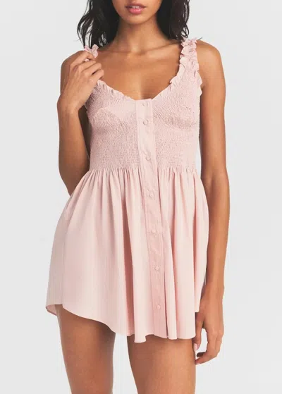 Skims Poplin Apparel Smocked Minidress In Pink