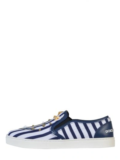 Shop Dolce & Gabbana Marine Style Slip-on Sneakers In White/blue