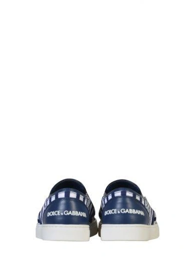 Shop Dolce & Gabbana Marine Style Slip-on Sneakers In White/blue
