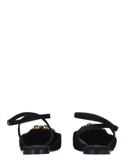 Shop Dolce & Gabbana Crystal Embellished Flat Sandals In Black