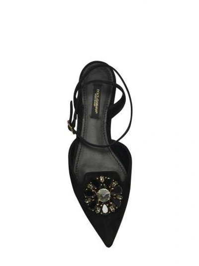 Shop Dolce & Gabbana Crystal Embellished Flat Sandals In Black