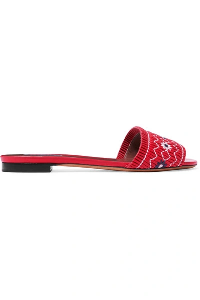 Shop Tabitha Simmons Embroidered Leather Slides