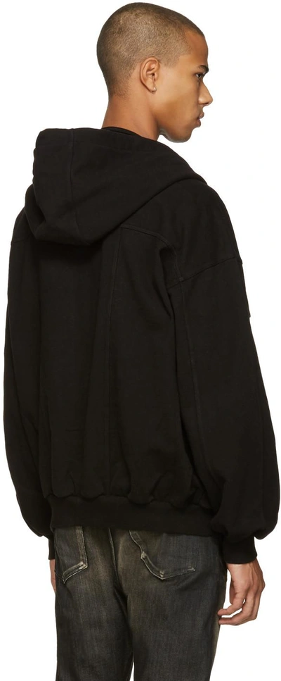 Shop Balmain Black Oversized Zip Hoodie