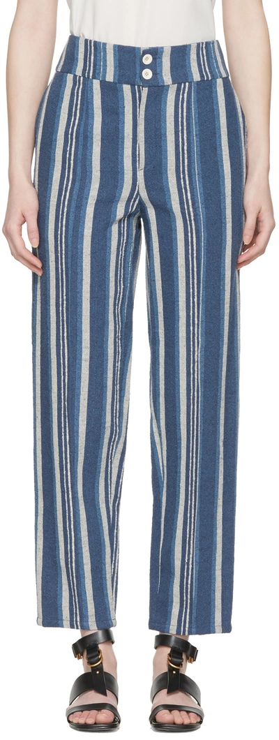 Shop Chloé Blue Striped Lounge Pants