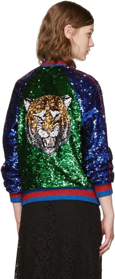 Gucci Appliquéd Sequined Tulle And Satin Bomber Jacket
