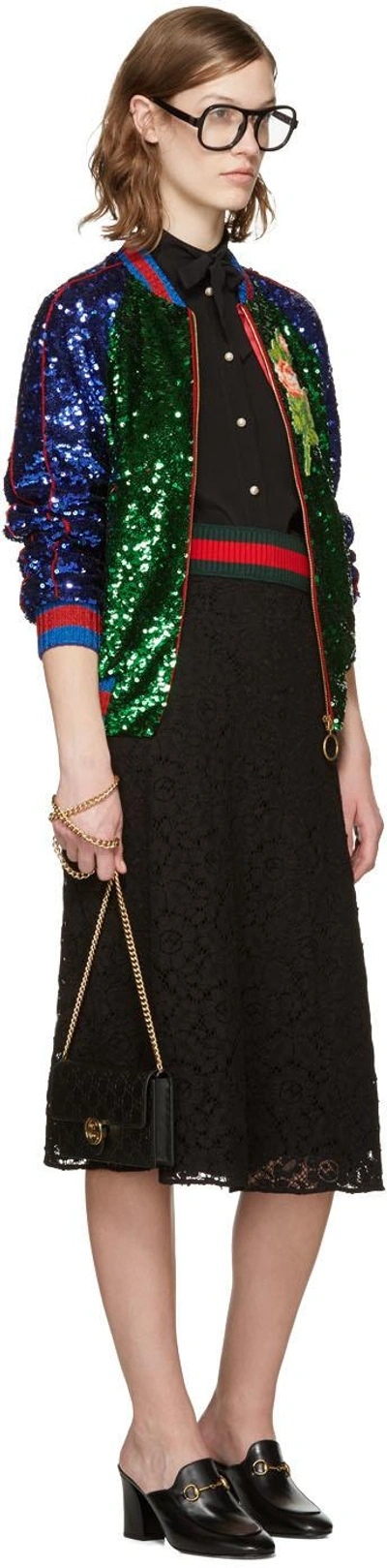 Shop Gucci Multicolor Sequin Bomber Jacket