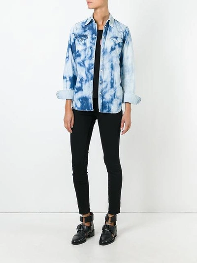 Shop Dsquared2 Bleached Denim Shirt In Blue