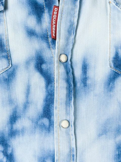 Shop Dsquared2 Bleached Denim Shirt In Blue