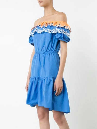 Shop Peter Pilotto Embroidered Off-shoulder Dress