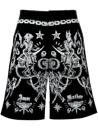 Shop Givenchy Tattoo Print Bermuda Shorts - Black