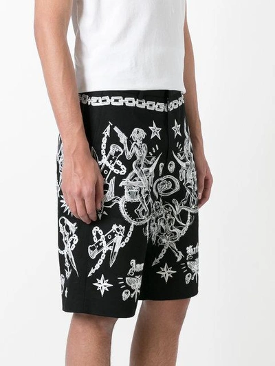 Shop Givenchy Tattoo Print Bermuda Shorts - Black