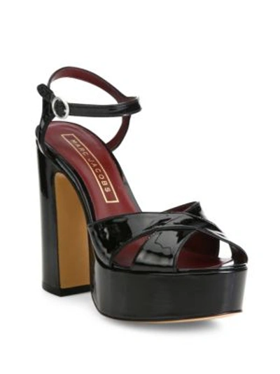 Shop Marc Jacobs Debbie Patent Leather Platform Sandals In Black