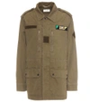 Saint Laurent Khaki "love" Patch Military Jacket In Kaki