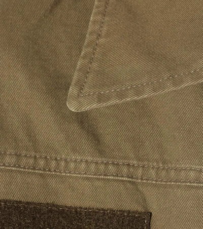 Saint Laurent Khaki "love" Patch Military Jacket In Kaki