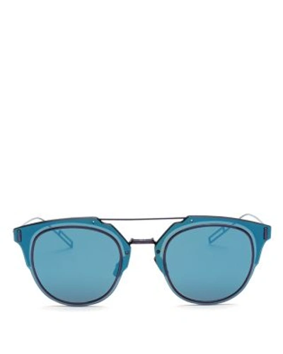 Dior Composit 1.0 Round Sunglasses, 62mm In Shiny Blue Ruthenium/ Blue
